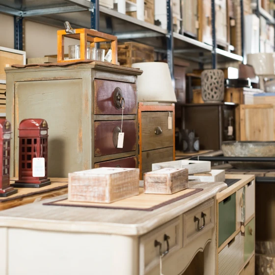 Wide selection of vintage furniture  in  store